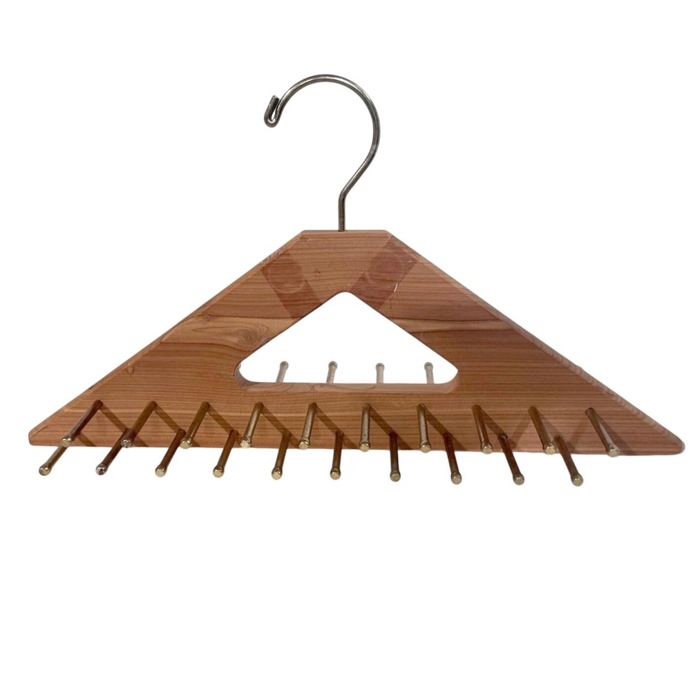 Woodlore Tie Hanger Cedar 40 Pegs Brass Wood Closet Organizer Rack Tidy Home